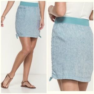 Toad & Co Lina linen cinch skirt Blue L